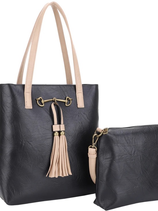 Liz Soto Handbags - Liz Soto Jane Black Tote Bag 2 in 1 Horsebit NWOT
